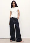 Mango Short-sleeved Cotton T-shirt White In Black
