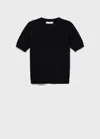Mango Short-sleeved Fine-knit Sweater Black