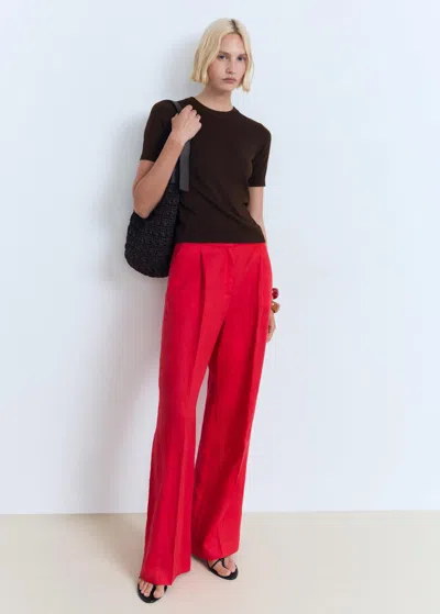 Mango Short-sleeved Fine-knit Sweater Chocolate