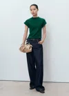 Mango Pull-over Maille Fine Manches Courtes Vert Foncé - Femme - Xl -  In Green