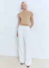 Mango Short-sleeved Fine-knit Sweater Ecru