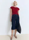 Mango Short-sleeved Fine-knit Sweater Red