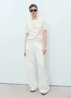 Mango Short-sleeved Knitted Cardigan Ecru