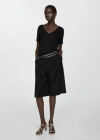 Mango Short-sleeved Linen T-shirt Black