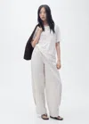 Mango Short-sleeved Linen T-shirt Off White