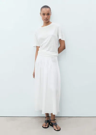 Mango Short-sleeved Linen T-shirt Off White