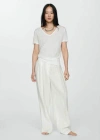 Mango Short-sleeved Linen T-shirt White In White