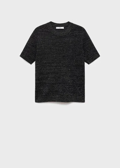 Mango Short-sleeved Lurex Sweater Black