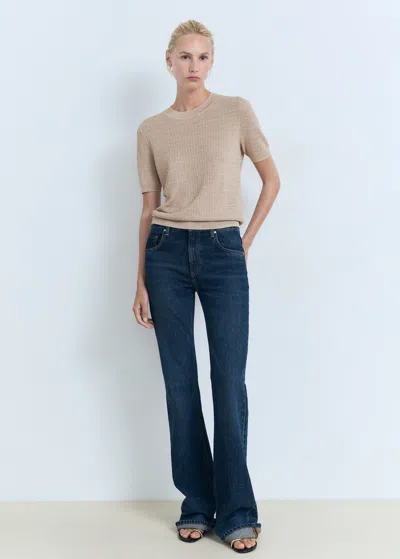 Mango Short-sleeved Lurex Sweater Silver