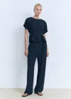 Mango Short-sleeved Peplum Blouse Navy In Blue