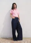 Mango Short-sleeved Polo-neck Sweater Pink In Pink