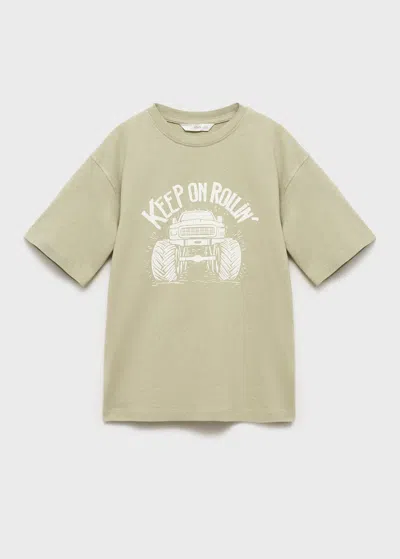 Mango Kids' Short-sleeved Printed T-shirt Khaki