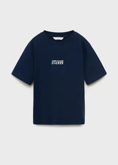 Mango Kids' Short-sleeved Printed T-shirt Navy In Blue