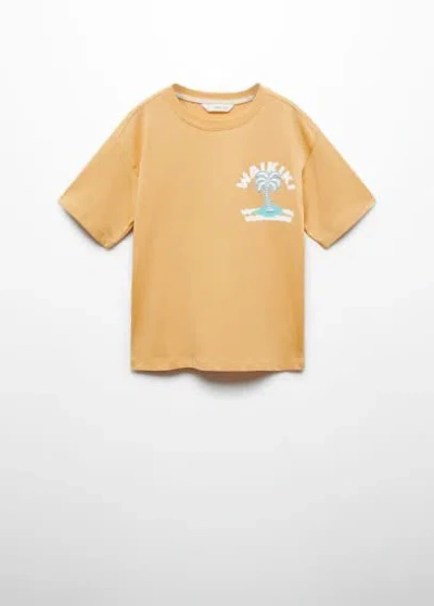 Mango Kids' Short-sleeved Printed T-shirt Ochre