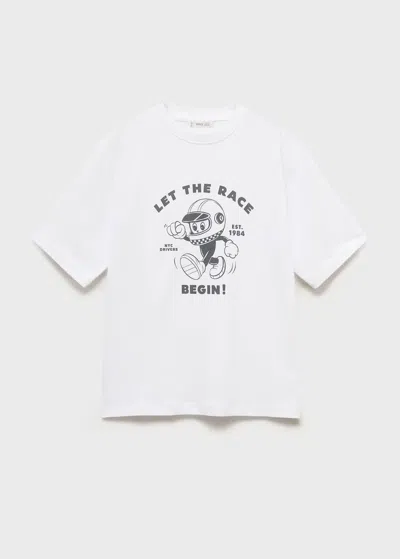 Mango Kids' Short-sleeved Printed T-shirt White