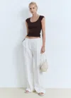 Mango Short-sleeved Ribbed Sweater Chocolate In Blue