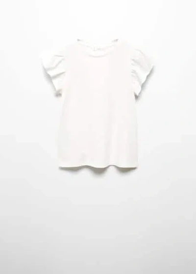 Mango Kids' Short-sleeved Ruffle T-shirt Off White