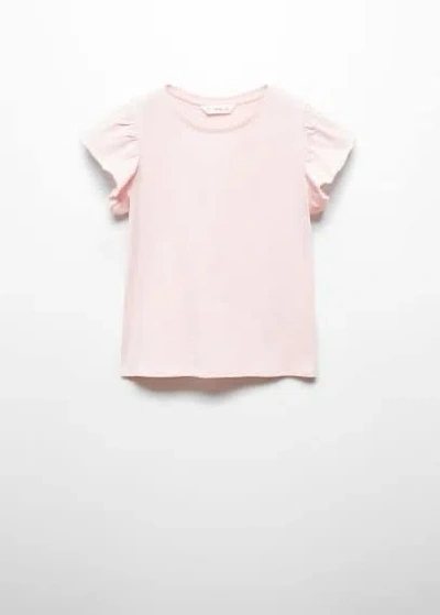 Mango Kids' Short-sleeved Ruffle T-shirt Pink