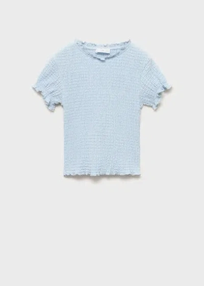 Mango Kids' Short-sleeved T-shirt With Ruffles Sky Blue