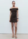 Mango Robe Bustier Courte Marron - Femme - Xl -