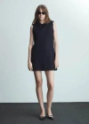 Mango Short Tweed Dress Dark Navy In Dark Navy