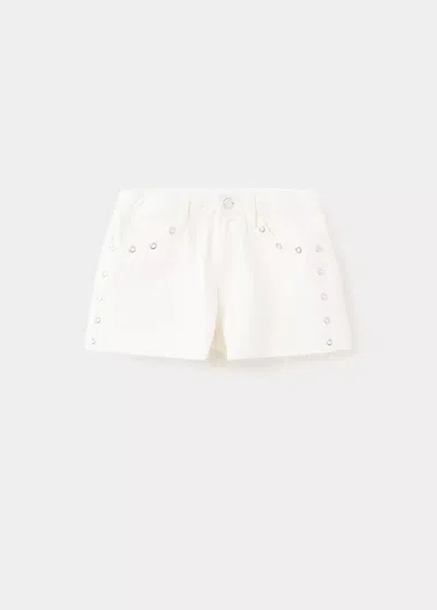 Mango Kids' Shorts With Eyelets In White