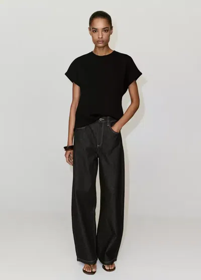 Mango Short-sleeved Cotton T-shirt In Black