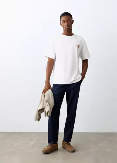 Mango Short-sleeved Printed T-shirt In Off White