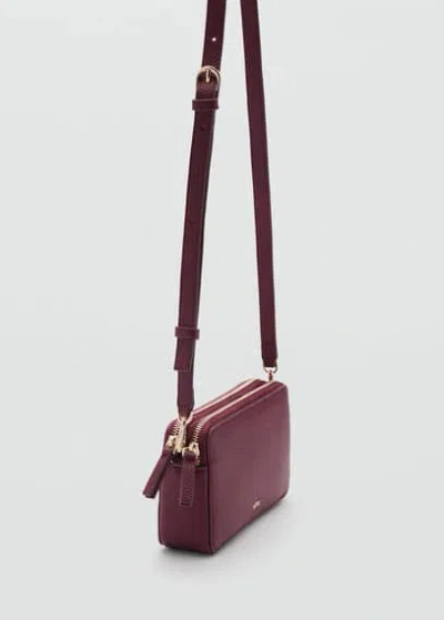 Mango Shoulder Bag With Double Zip Burgundy