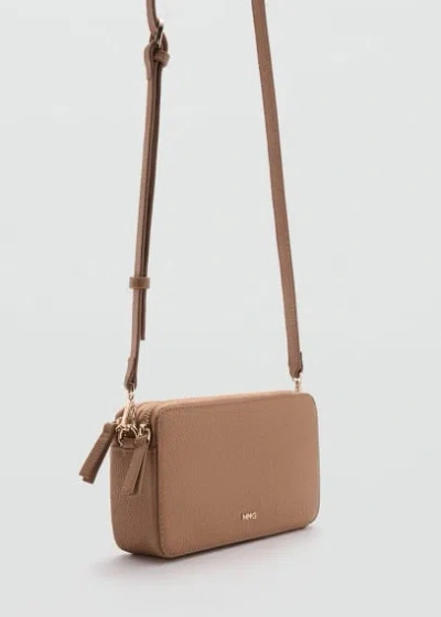Mango Shoulder Bag With Double Zip Leather In Leather
