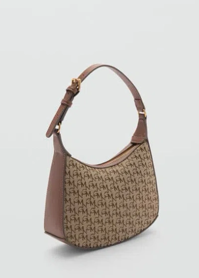 Mango Shoulder Bag With Printed Logo Brown