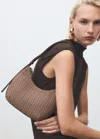 Mango Sac Porté Épaule Imprimé Logo Chocolat - Femme - Taille Unique -