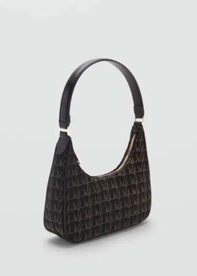 Mango Shoulder Bag With Printed Logo Chocolate