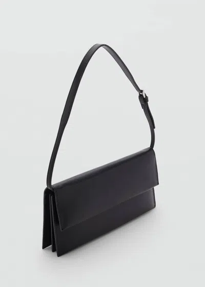 Mango Sac Porté Épaule Rabat Noir - Femme - Taille Unique -