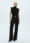 Mango Jumpsuit With Belt Clips Black In Black