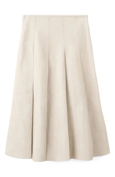 Mango Faux-leather Godet Skirt Ecru In Neutral