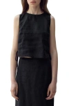 Mango Linen Top With Bows In Black