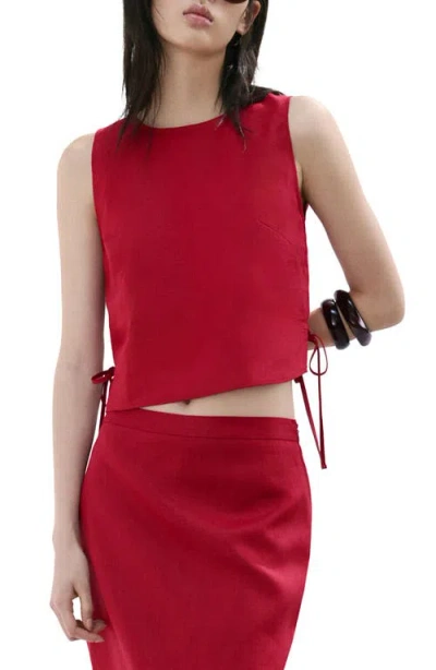 MANGO MANGO SIDE BOW SLEEVELESS LINEN TOP