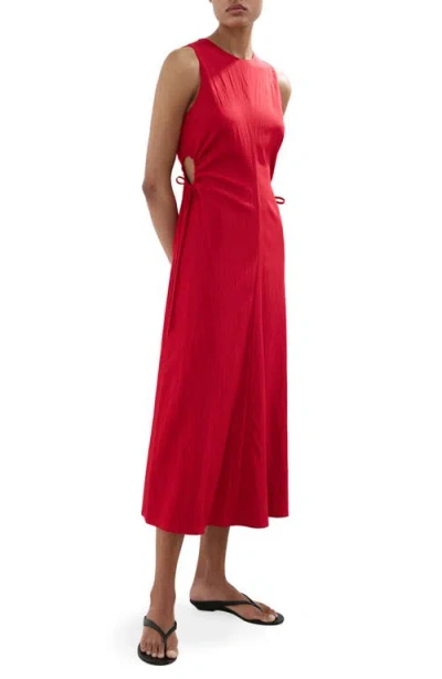 Mango Side Cutout Sleeveless Dress In Red