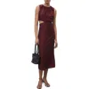 Mango Side Cutout Sleeveless Midi Dress In Burgundy