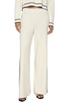 Mango Side Stripe Knit Pants In Ecru