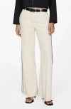 Mango Side Stripe Knit Wide Leg Pants In Neutral