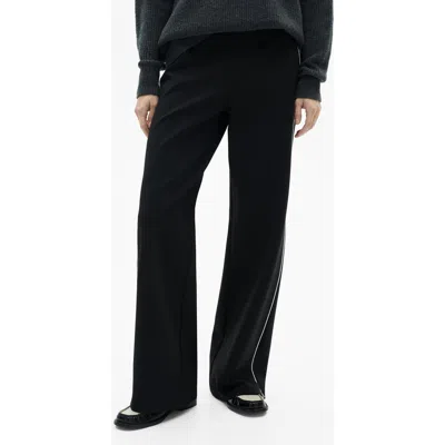 Mango Side Stripe Track Pants In Black