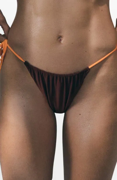 Mango Side Tie Bikini Bottoms In Brown