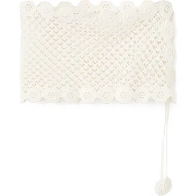 Mango Side Tie Crochet Cover-up Miniskirt In Neutral