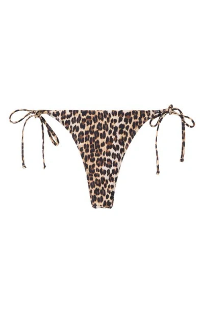 Mango Side Tie Leopard Bikini Bottoms In Multi