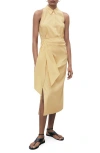 Mango Side Tie Sleeveless Maxi Shirtdress In Nude