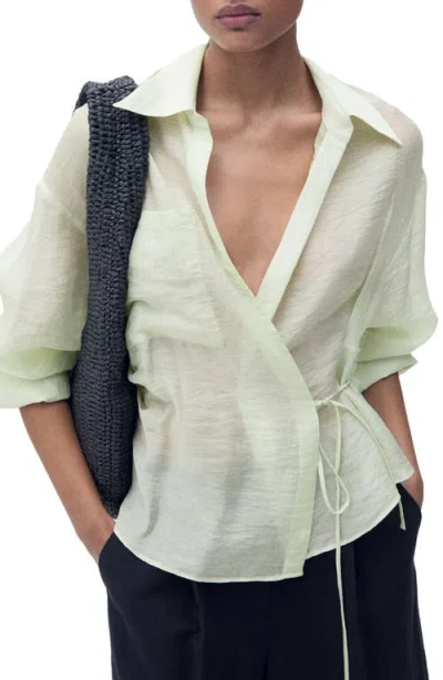Mango Side Tie Wrap Top In Green