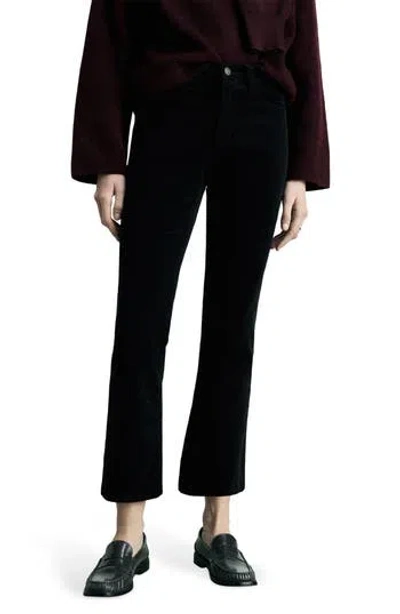 Mango Sienna Crop Flare Corduroy Jeans In Black