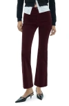 Mango Thin Pintripe Longline Pants In Dark Red In Wine